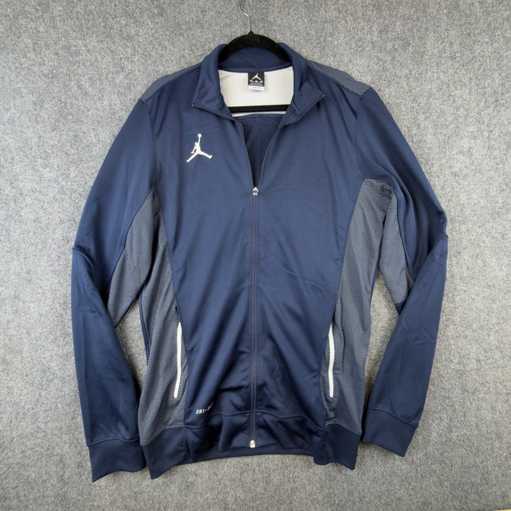Jordan Mens Dri-FIT Full Zip Track Jacket Navy Blue Jumpman 696736-419 Size MT